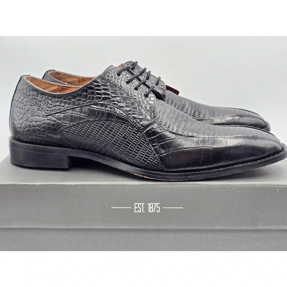 Stacy Adams Turano Dress Shoes Mens 11 M Black Lizard Croc Print -New